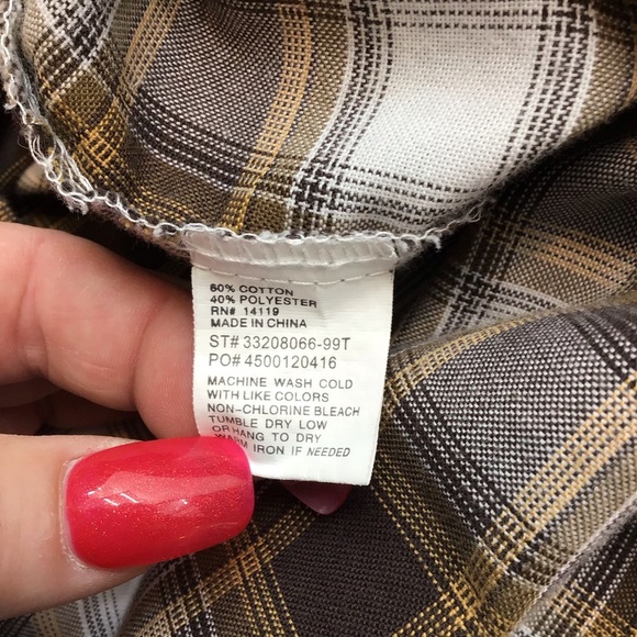 Ely Cattleman Mens Brown Plaid Snap Button Shirt - Picture 8 of 9